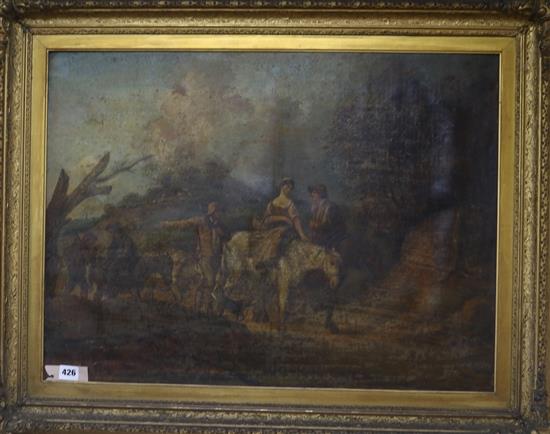 Manner of Morland Travellers on a lane 52 x 71cm